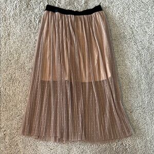 Pink Pleated Midi Skirt for Cocktail